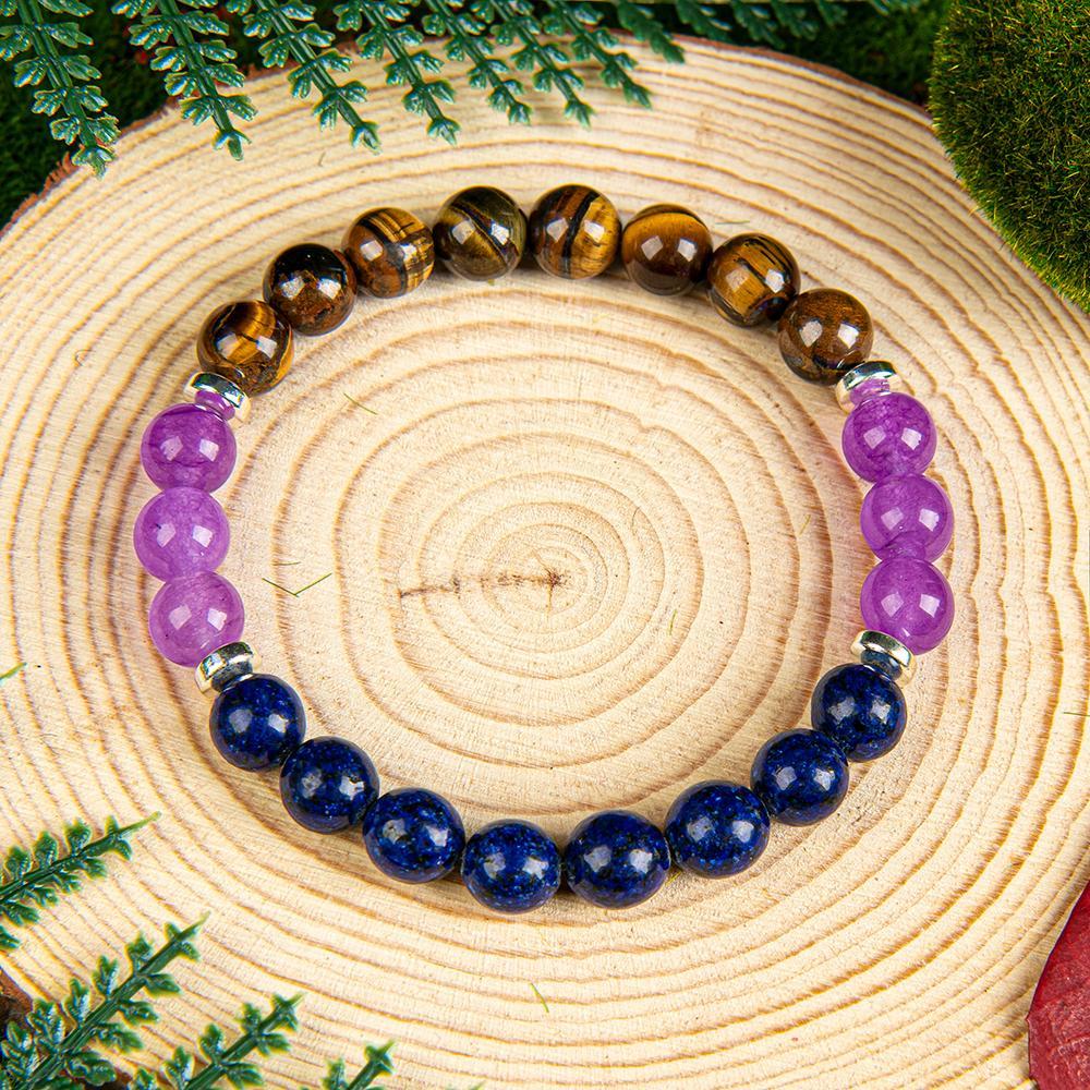 Reduce Stress Relieve Anxiety Crystal Bracelet Beaded Tiger's Eye Stone Jewelry For Men And Women,  Beaded Jewelry,  first  bracelet pulsera  amatista unity  bracelet protection  fashion artificial Colorblock Beaded Crystal Bracelet    chakra bracelet