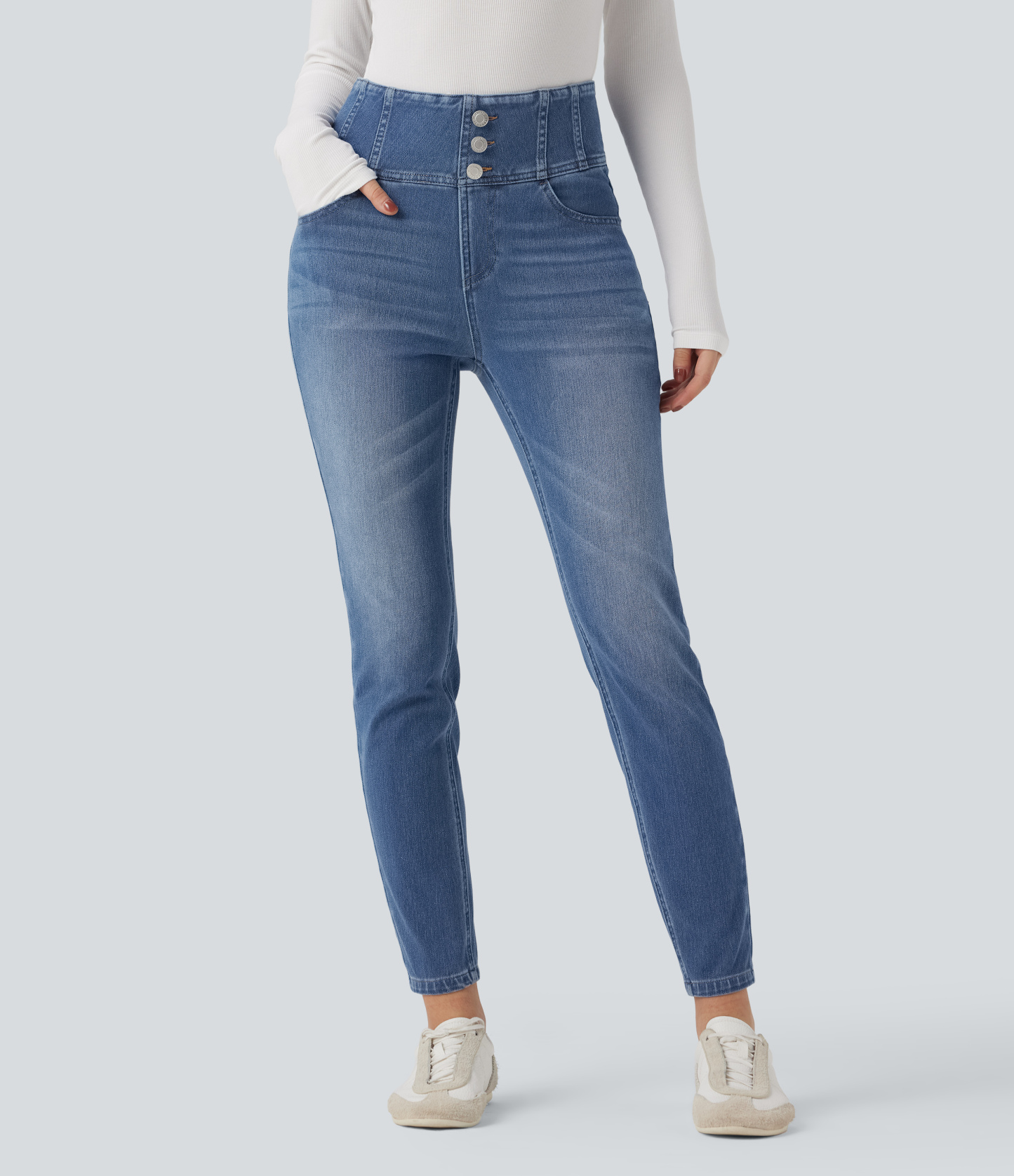 FlexHigh-waisted Casual Skinny Jeans with Pockets