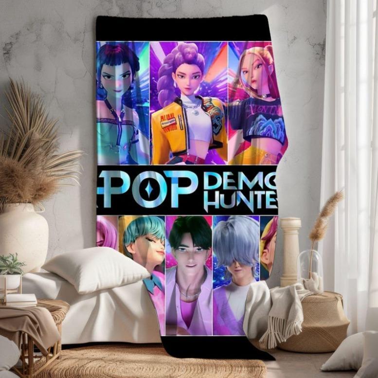 Kpop Demon Hunters Blanket - Kpop Demon Hunters Movie Blanket - Kpop Demon Hunters Inspired Blanket - Gift For Her Gift For K-Pop Fans,Zoey,Mira,Rumi,Huntrix,Sajaboys,Gift For Kids, Gift For Men & Women, K-POP Demon Hunters Merch