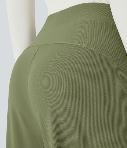 FlexHigh Waisted Body Sculpt Waist-Slimming Pocket Wide Leg Micro Waffle Work Pants