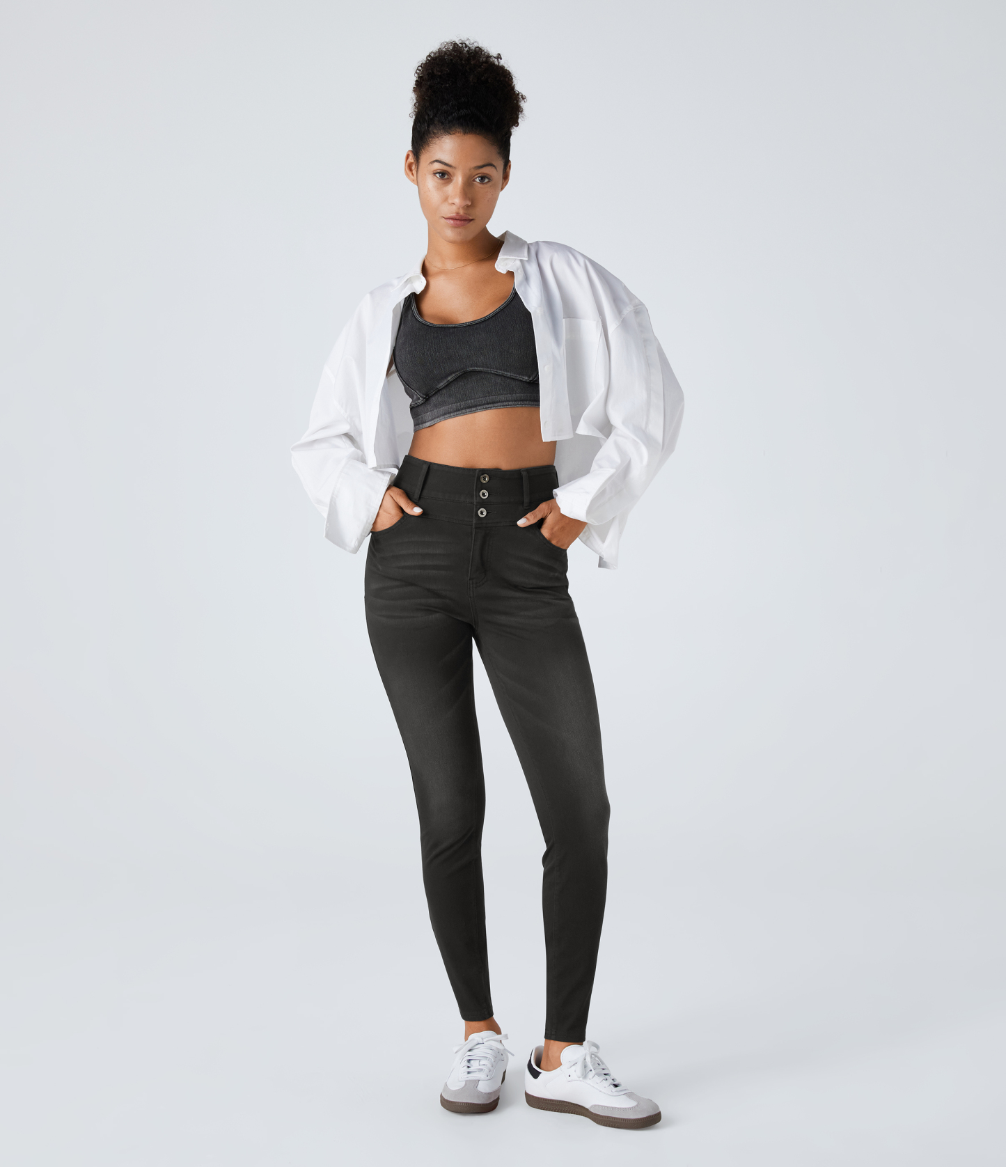 FlexHigh Waisted Zipper Pockets Casual Skinny Jeans