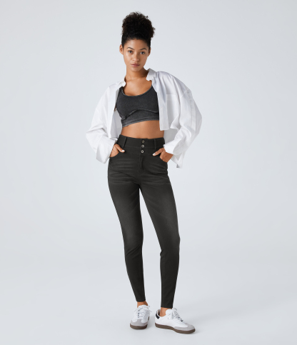 FlexHigh Waisted Zipper Pockets Casual Skinny Jeans