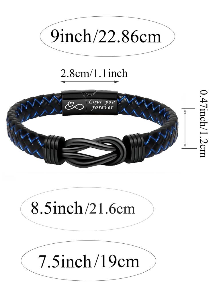 1PC Unique Christmas Gift for Son, Birthday Gifts for Son from Mom Leather Bracelets, Leather Braided Bracelet, Knotted Bracelets Jewelry for Son from Dad & Gift Card, Bracelet for Daily Wear Gift for Son
