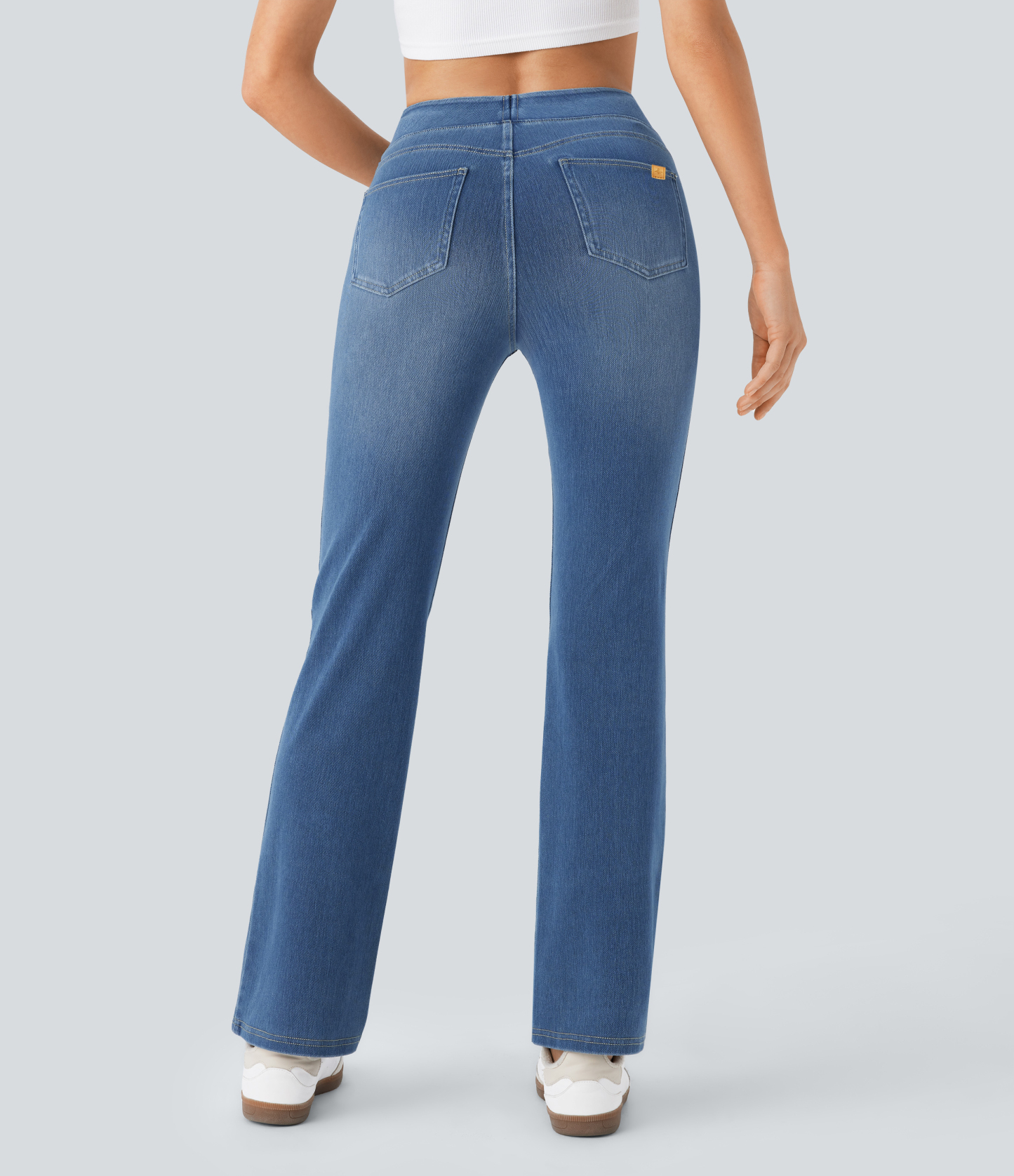 FlexHigh Waisted Pockets Washed Casual Bootcut Jeans