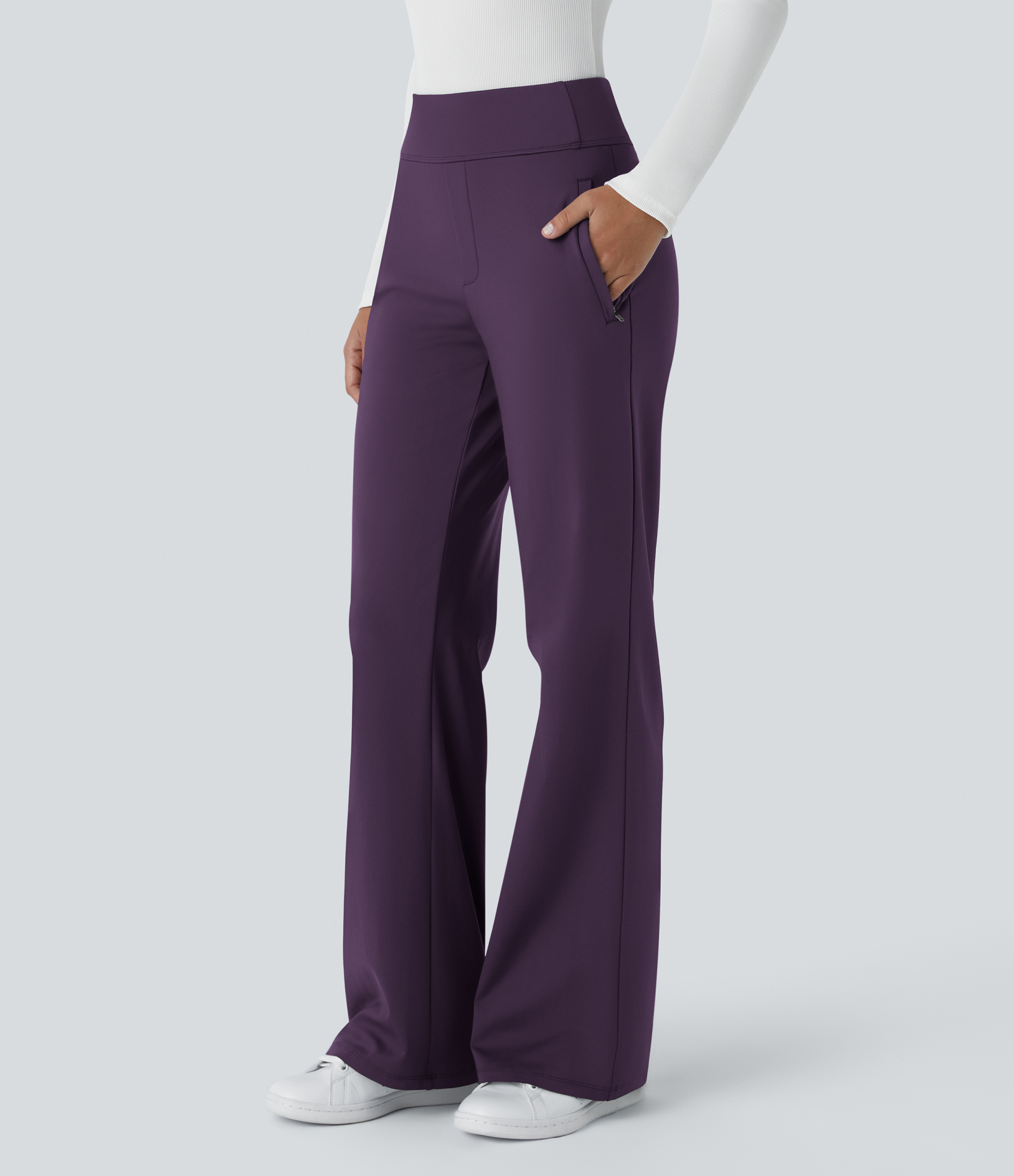 FlexMid Rise Side Zipper Pocket Work Flare Pants