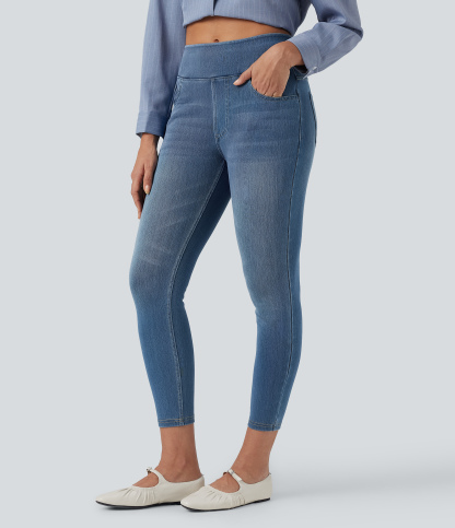 FlexHigh Waisted Pockets Denim Casual Leggings