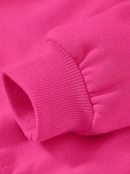 Cartoon Girl Printed Loose Sports Hoodie for Girls, Elastic Fabric, Casual Spring & Fall Sweatshirt, Perfect for Outdoor & Indoor Activities