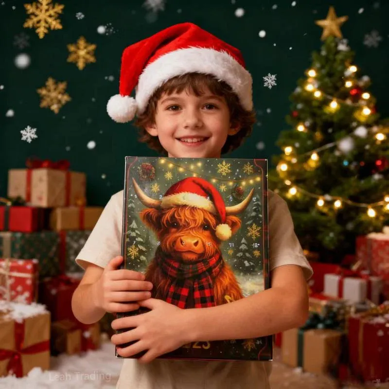 Highland Cow Advent Calendar 2025, 24 Days Surprise Countdown Calendar Gift Box, Perfect for Holiday Decorations and Festive Fun Ideal, Highland Cow Lovers and Christmas Celebrations VNP