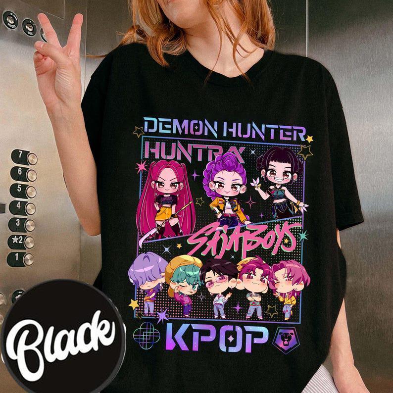 Kpop Demon Hunters T-Shirt, Kpop Huntrix PIN, Saja Boys Shirt, Demon H