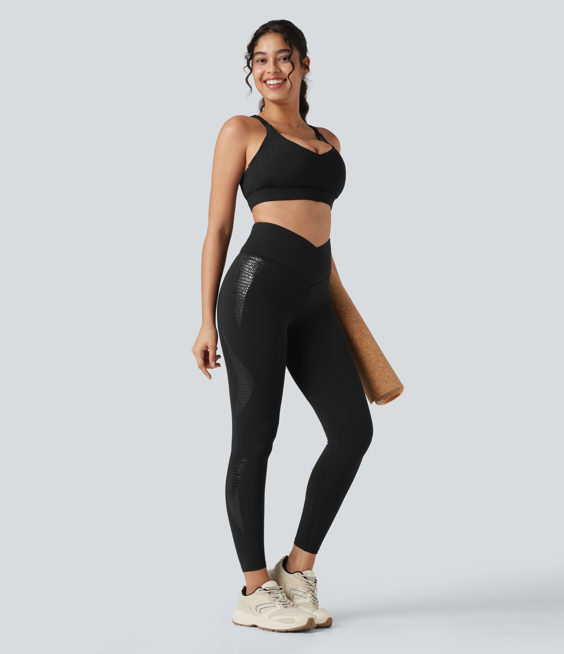 SoftlyZeroHigh Crossover Waisted Skinnny Yoga 7/8 Leggings with Pockets-UPF50+