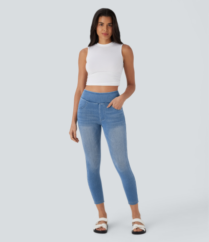 FlexHigh Waisted Pockets Denim Casual Leggings