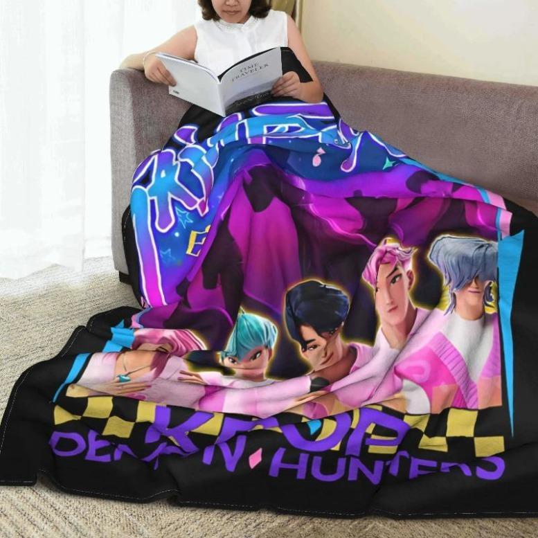 Saja Boys Kpop Demon Hunters Blanket Flannel Summer Multifunction Warm Throw Blanket For Bed Couch Bedspreads, Christmas Blanket, Christmas Gift, Thanksgiving Blanket, Gift For Men & Women, Gift For Kids