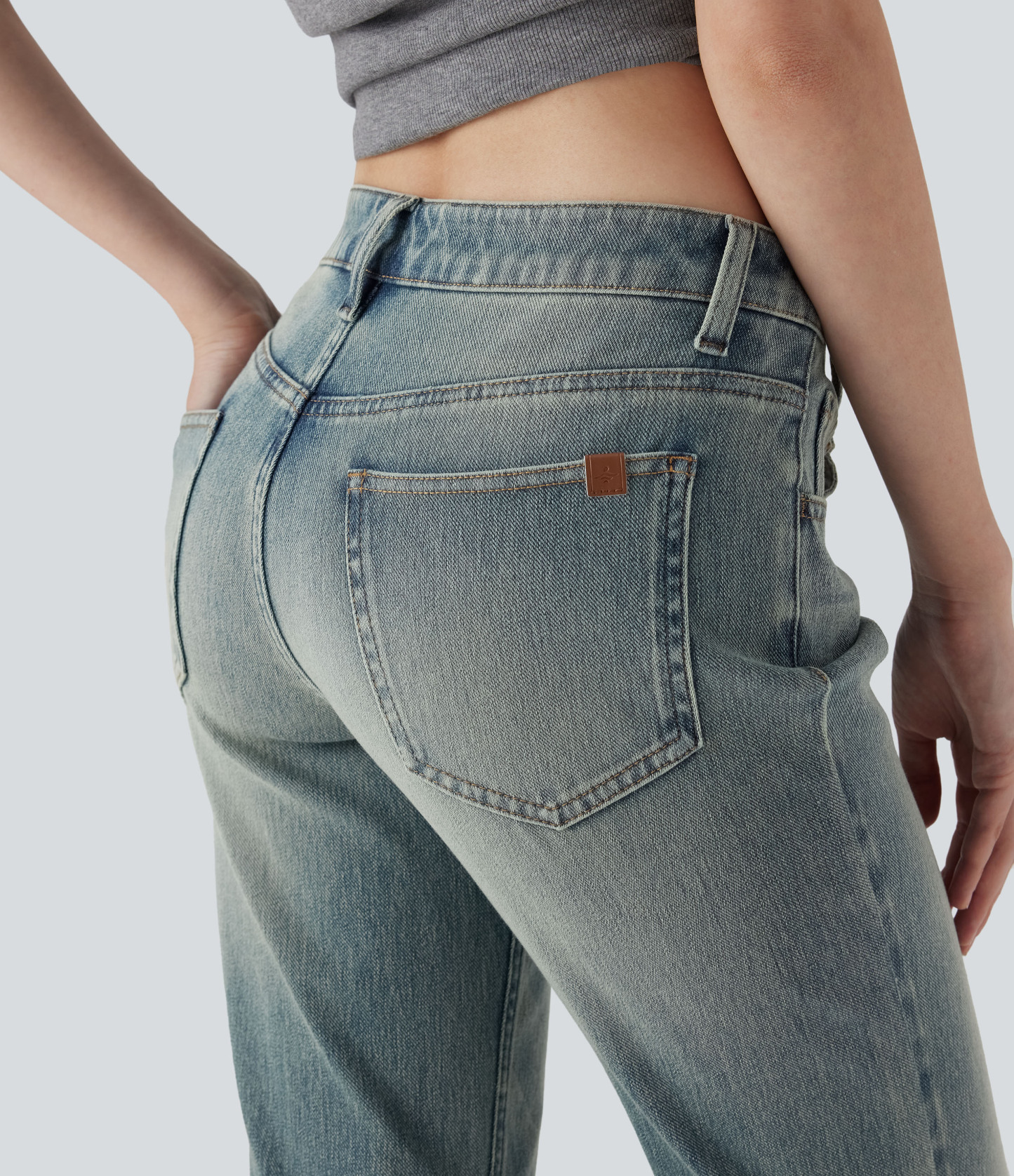 FlexLow Rise Pockets Washed Casual Bootcut Jeans