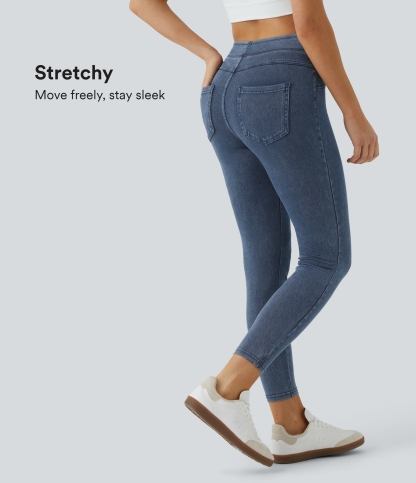 FlexHigh Waisted Pocket Denim Casual Leggings
