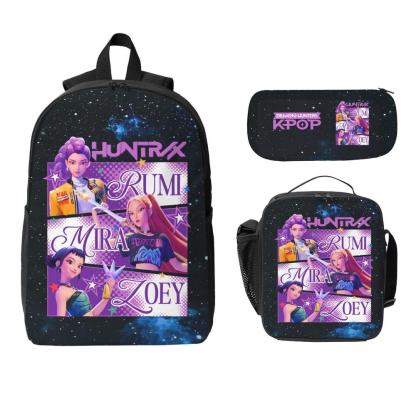 3PCS K-POP Demon Hunters School Bag Set - Large Capacity Laptop Backpack + Portable Lunch Bag + Pencil Case, Functional Fashion Backpack for Teens Men Women, Ideal for Daily Use & Adventures, Great Gift