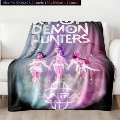 KPOP Demon Hunters Throw Blanket – Super Soft Flannel Fleece Blanket, Cozy Warm Lightweight Plush Blanket Perfect for Halloween Party, Christmas Gifts, Holiday Decorations, Anime Fans, Sofa Couch Bed Travel, Festival Vibes and Seasonal Home Décor