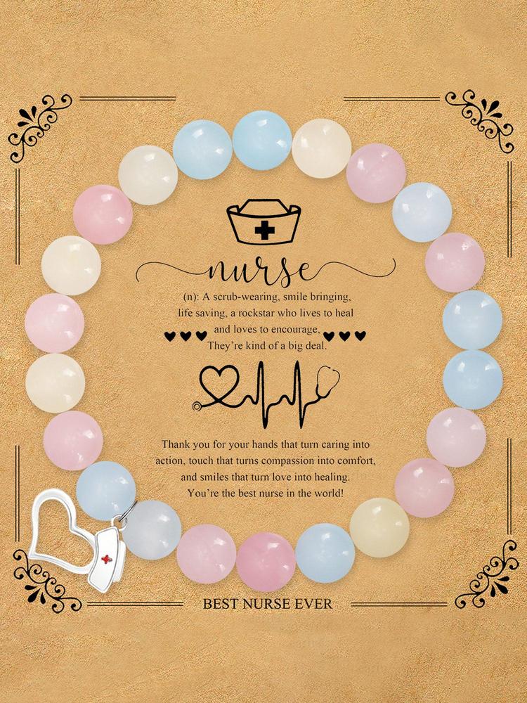 1PC Mother's Day Gift Fashion Nurse Cap Beaded Bracelet Gift for Nurse, Nurses' Day Gift Elegant Tribute to Healthcare Angels, Nursing Student Keepsake - Stylish Minimalist Medical Symbol Jewelry