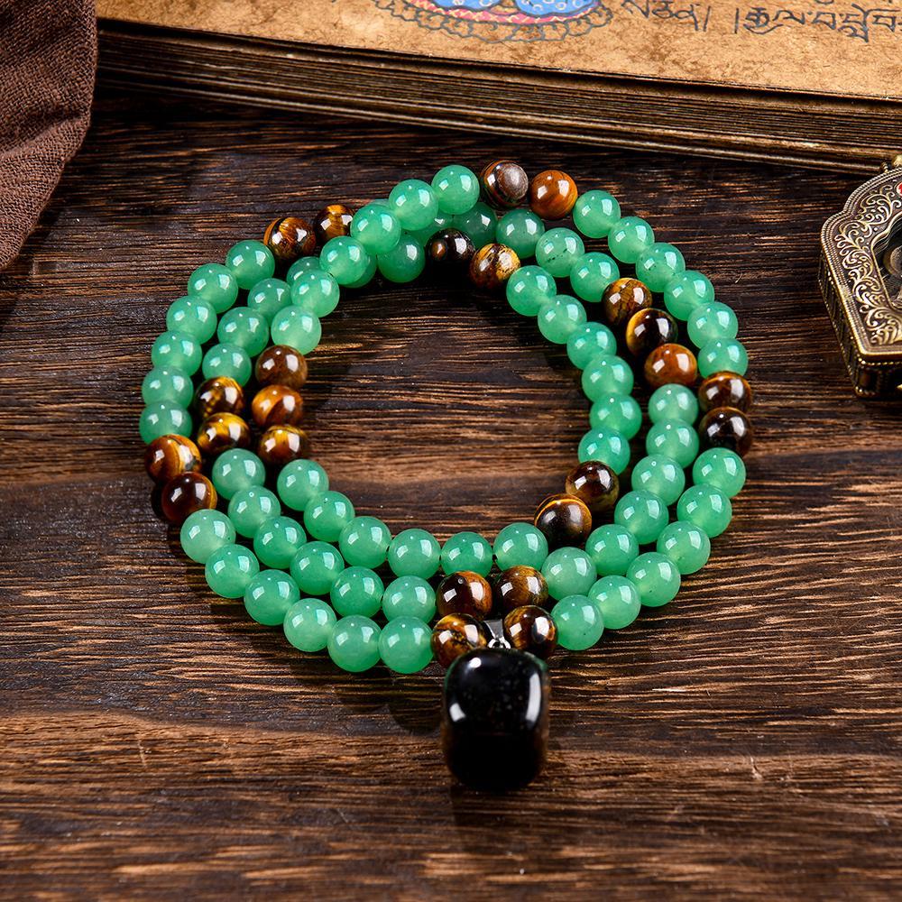 ARPURRAINA Money Attraction Necklace With GreenAventurine & Tiger Eye  Pendant Healing Crystal Stone ,Anniversary, Vacation &Theme Parties Jewelry Charms Abundance Crystal bracelet,Long Chain,Sweater chain,Ideal Gift Jewelry for Men and Women