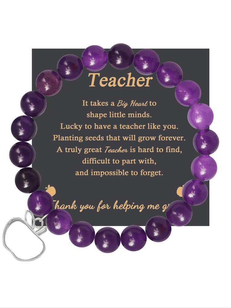 1PC Teacher's Day Gift Bracelet for Men and Women, Perfect Valentine's Jewelry with Adjustable Beads, Includes Gift Message Card for Thoughtful Teacher Gift Ideas