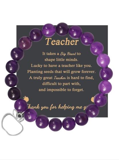 1PC Teacher's Day Gift Bracelet for Men and Women, Perfect Valentine's Jewelry with Adjustable Beads, Includes Gift Message Card for Thoughtful Teacher Gift Ideas