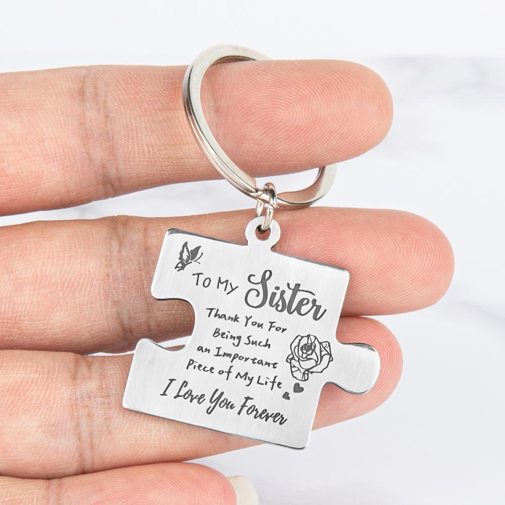 2 Pcs "To My Sister" Stainless Steel Round Keychain - A Heartfelt Gift, Wallet Accessory, Durable, Rust-resistant, Engraved With Message Key Ring, Easy To Attach, Perfect Gift For Siblings, Family, Or Friends
