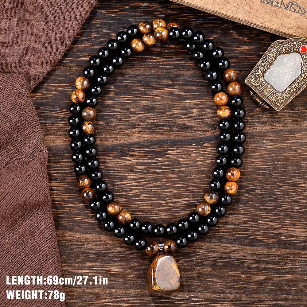 ARPURRAINA Money Attraction Necklace with Tiger Eye Pendant Healing Crystal Stone ,Obsidian,Anniversary, Vacation &Theme Parties Jewelry Charms Abundance Crystal bracelet,Long Chain,Sweater chain,Ideal Gift Jewelry for Men and Women