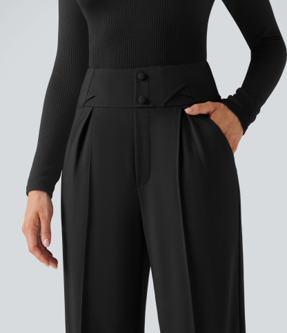 FlexHigh Waisted Straight Leg Work Pants with Pockets