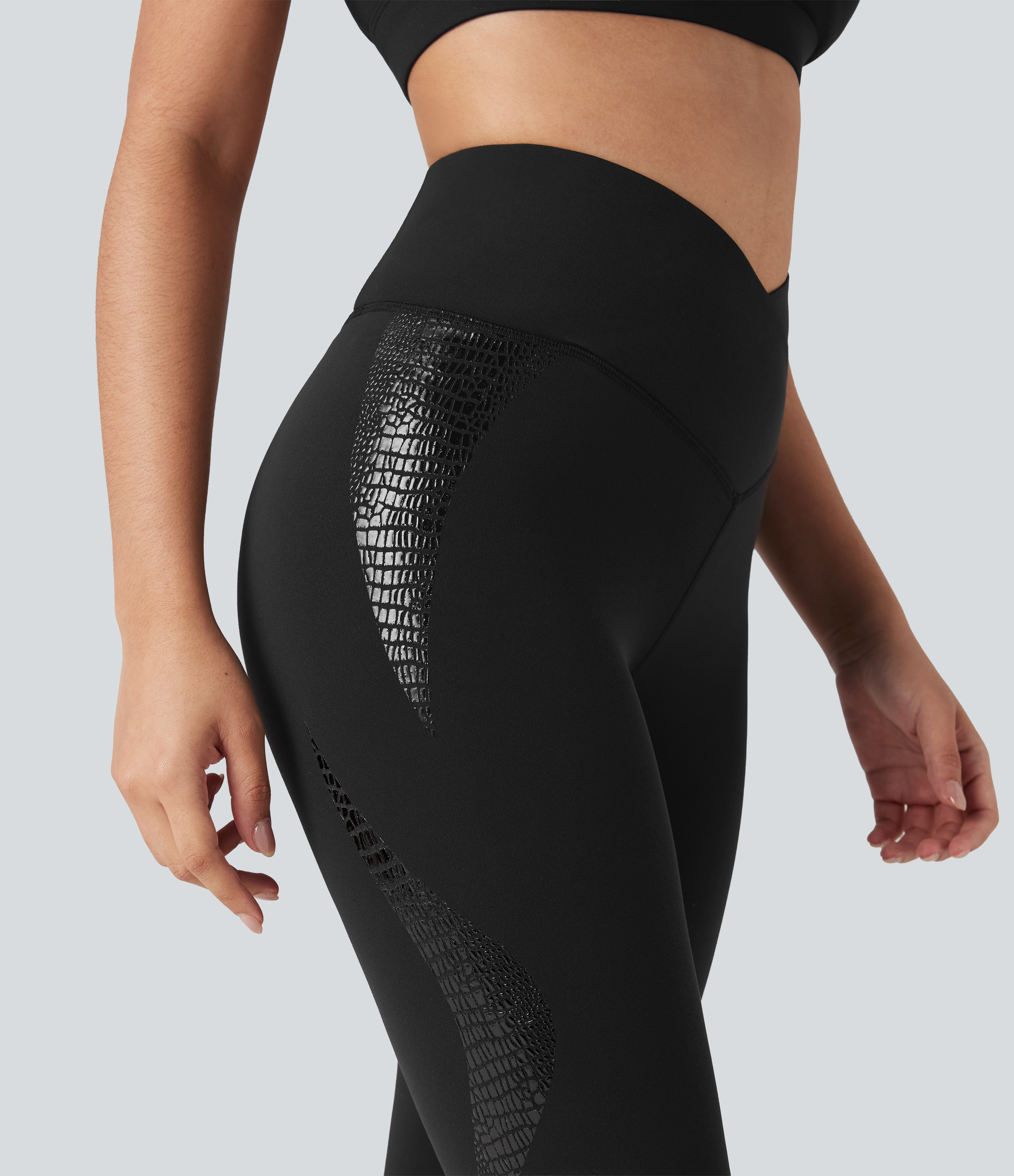 SoftlyZeroHigh Crossover Waisted Skinnny Yoga 7/8 Leggings with Pockets-UPF50+