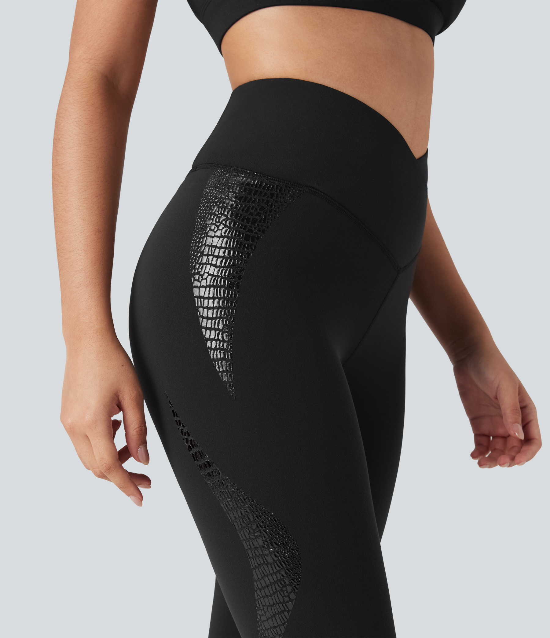 SoftlyZeroHigh Crossover Waisted Skinnny Yoga 7/8 Leggings with Pockets-UPF50+