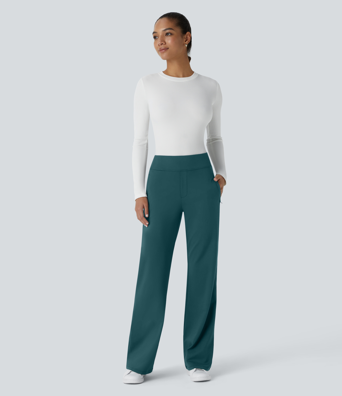 FlexMid Rise Side Zipper Pocket Work Flare Pants