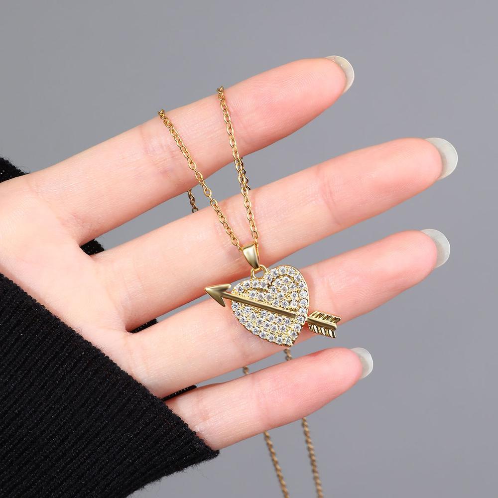 Cupid's Heart Necklace, A Pendant of Heart with One Wave, Girlfriend's Clampstone Chain, Birthday Gift, Girlfriend's Gift, Mother's Day Gift, Best Friend's Gift, Love Style