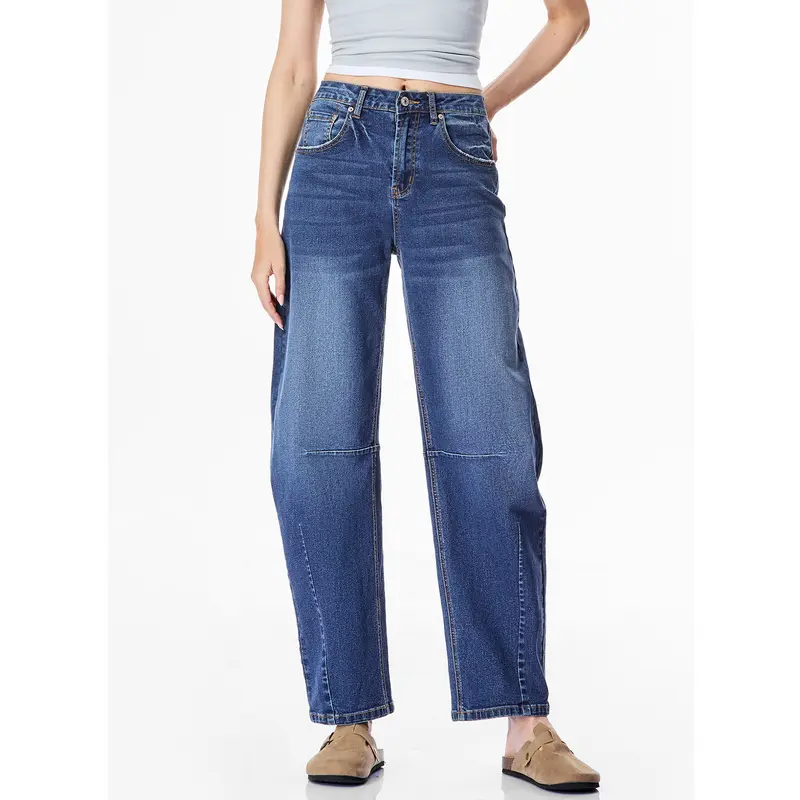 EVALESS Women's Mid Waist Wide Leg Jeans,Baggy Boyfriend Basic Jeans,Casual Y2k Ankle Denim Pants Trouser Barreljeans,2025 Fashion Womenswear Streetwear Minimalist Winter Outfits