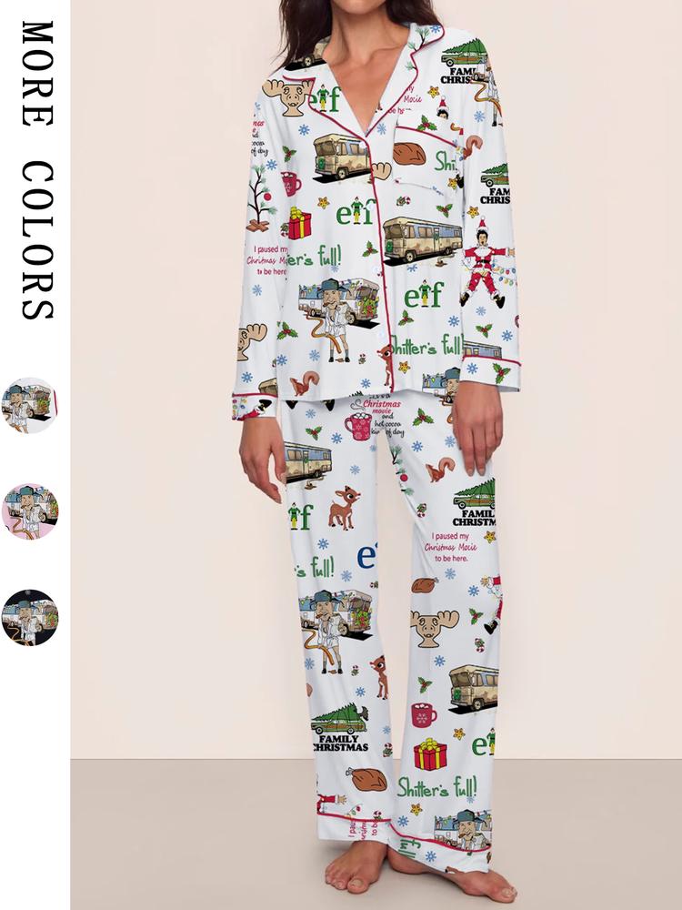 【Christmas Pajamas】Women's Christmas Pajama Set, Elegant Long Sleeve Top & Pants, Comfortable Home Wear, Fall Winter, Cute Holiday Gift Idea，christmas movie,Pajama Day,Pajama Party,christmas Vacation,EIF,Clark Christmas, Loungewear