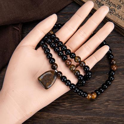 ARPURRAINA Money Attraction Necklace with Tiger Eye Pendant Healing Crystal Stone ,Obsidian,Anniversary, Vacation &Theme Parties Jewelry Charms Abundance Crystal bracelet,Long Chain,Sweater chain,Ideal Gift Jewelry for Men and Women