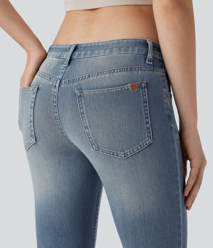 FlexLow Rise Pockets Washed Casual Bootcut Jeans