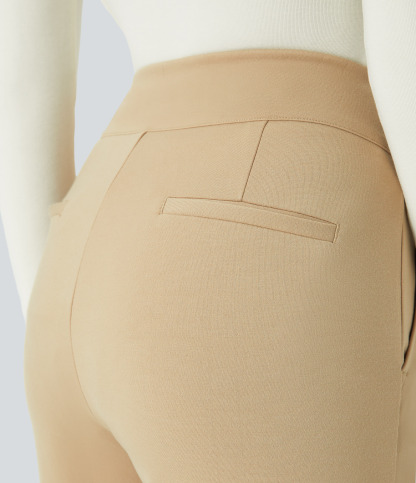 FlexHigh Waisted Zipper Pocket Slim Fit Work Pants