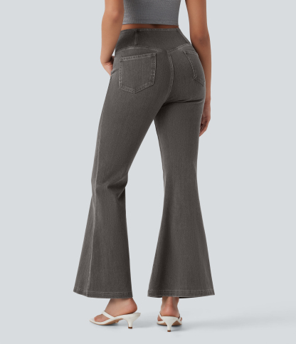 FlexHigh Waisted Crossover Pocket Washed Casual Jeans