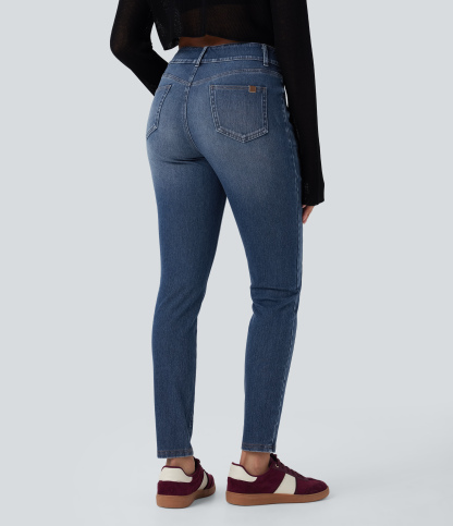 FlexMid Rise Washed Casual Skinny Jeans with Pockets