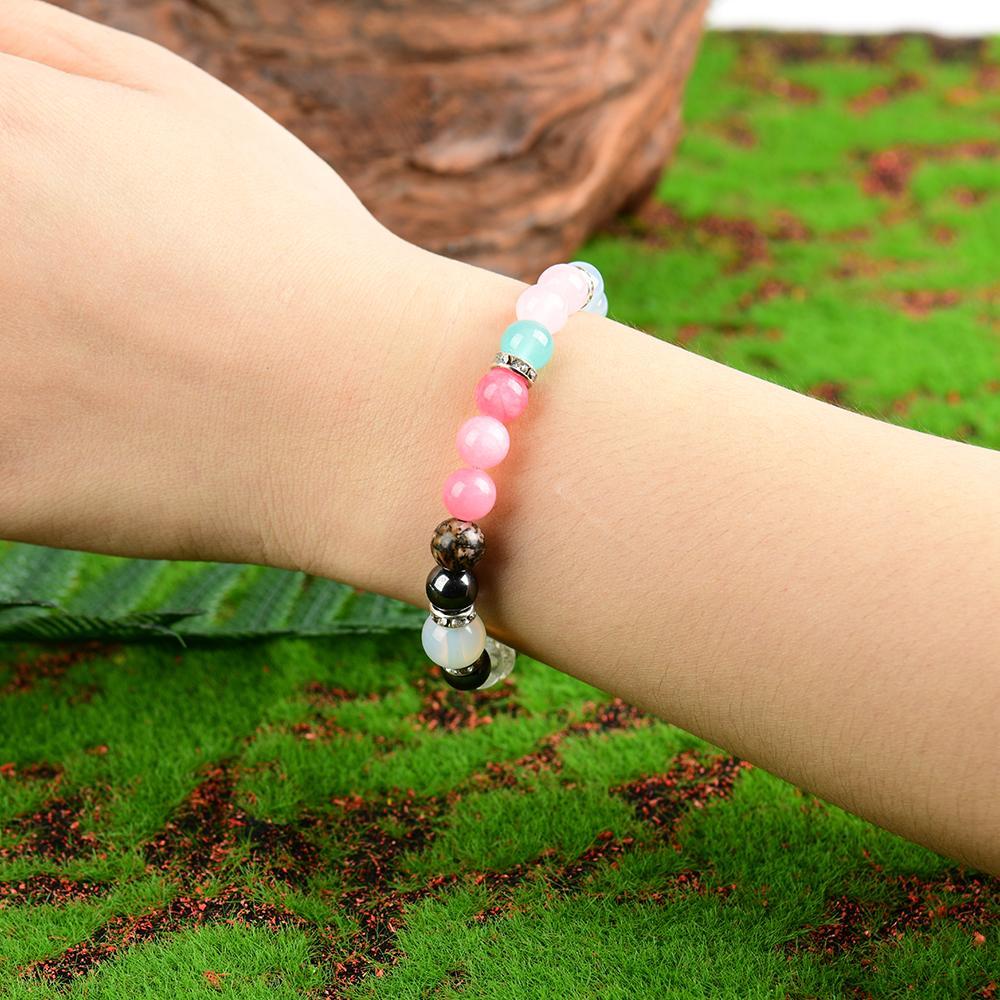 Handmade Crystal Bracelet - Rose Quartz, Tiger's Eye Stone And Mixed Gemstones, Boho Chic Cute Elastic Jewelry, April Birthday Stone, Perfect For Everyday Wear And Gift Giving, Empath Protection, Infused With Prosperous Energy