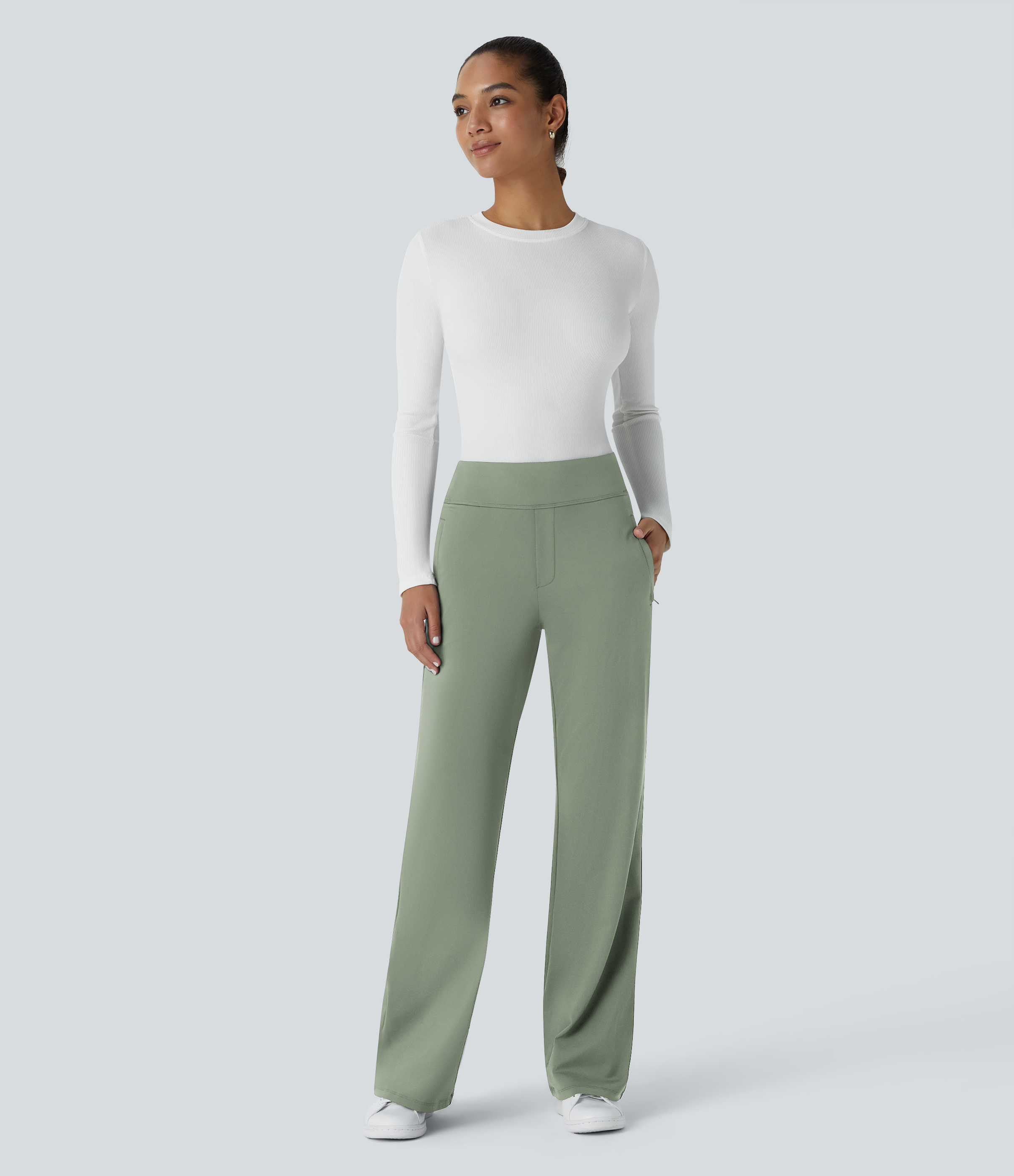 FlexMid Rise Side Zipper Pocket Work Flare Pants