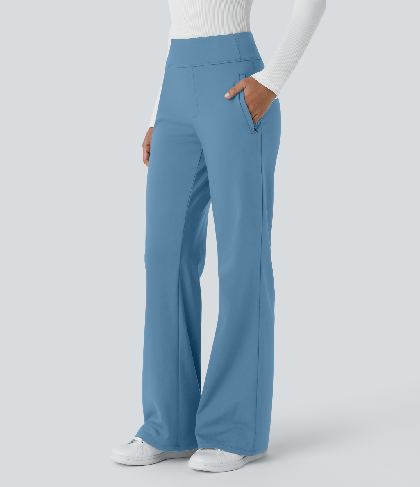 FlexMid Rise Side Zipper Pocket Work Flare Pants