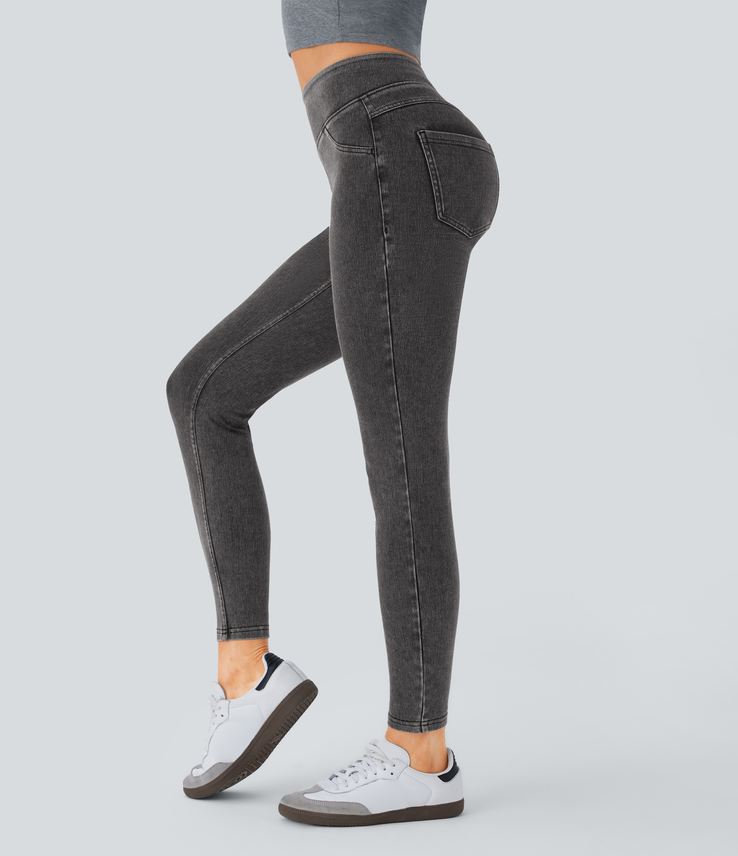 FlexHigh Waisted Pocket Denim Casual Leggings
