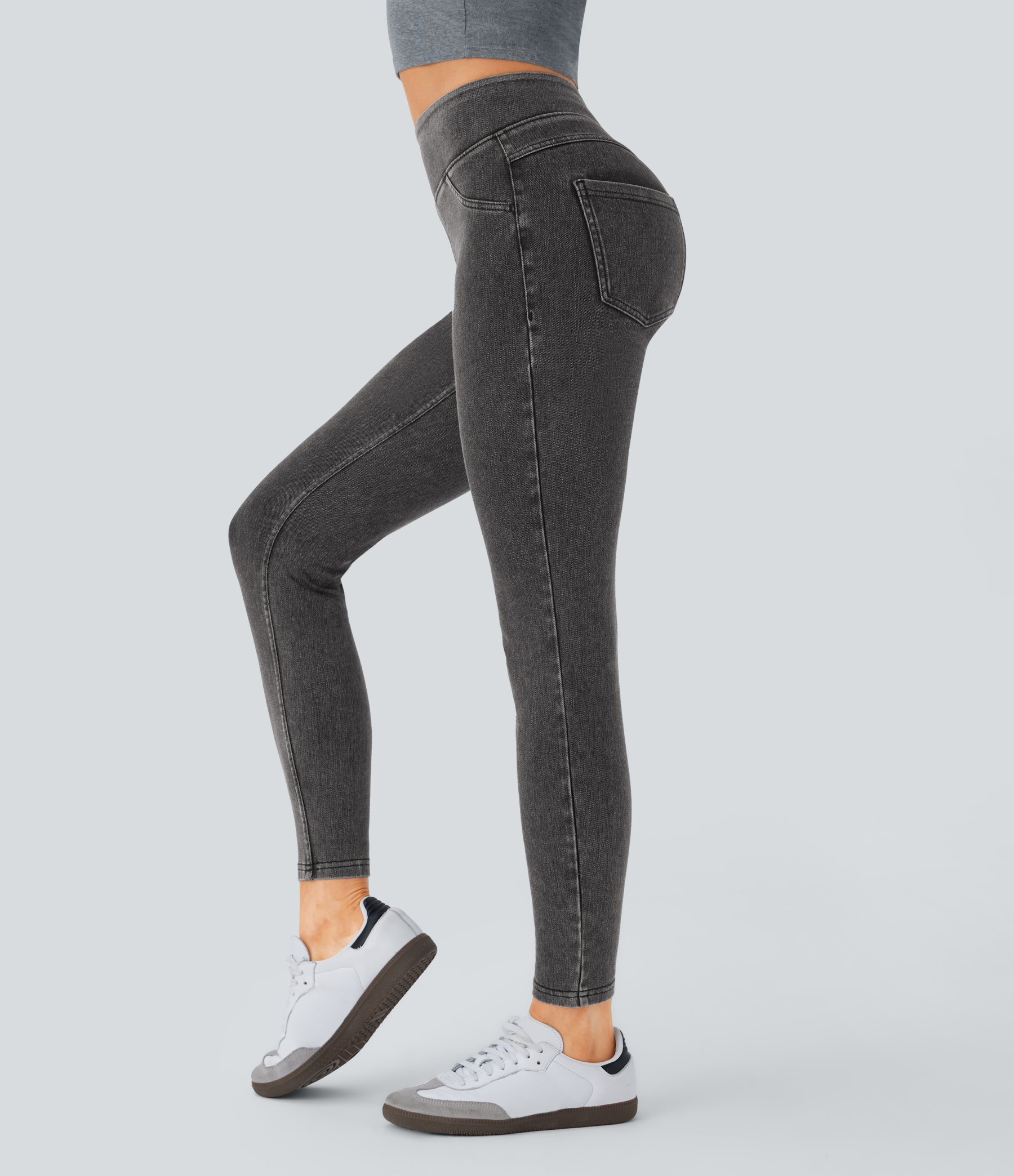 FlexHigh Waisted Pocket Denim Casual Leggings