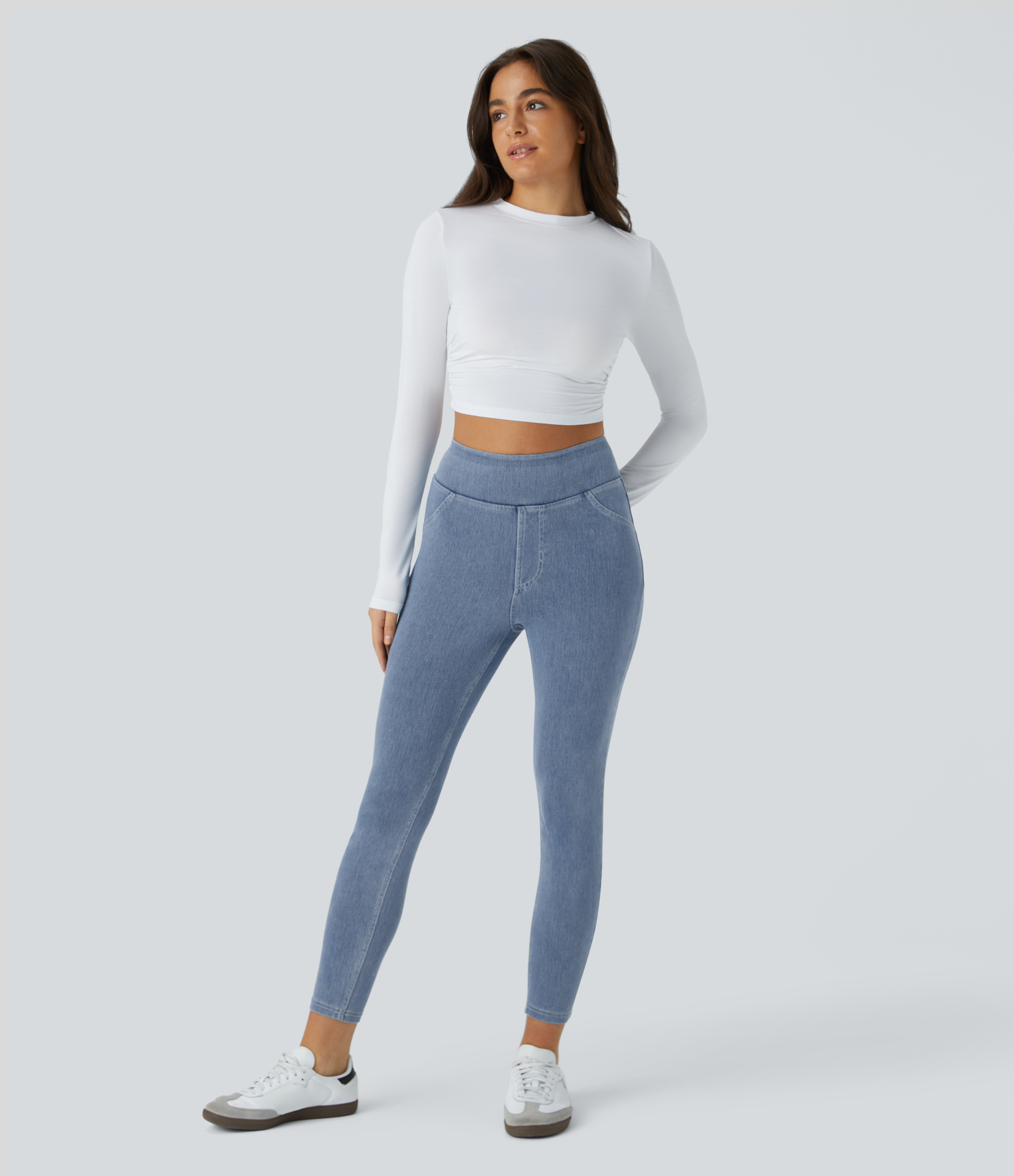 FlexHigh Waisted Pocket Denim Casual Leggings