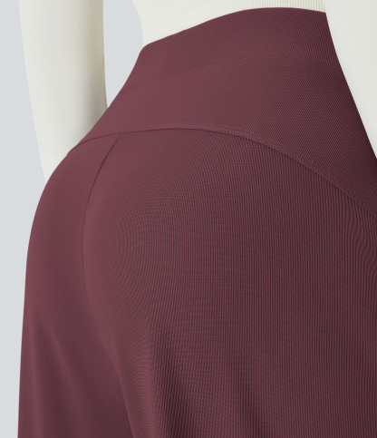 FlexHigh Waisted Body Sculpt Waist-Slimming Pocket Wide Leg Micro Waffle Work Pants