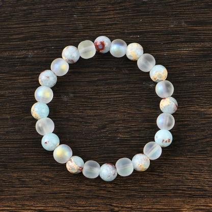 1pc Healing Quartz And Sea Sediment Bead Bracelet, Clarity & Abundance glass  beads pulsera  amatista protection bracelet encouragement gift fashion artificial Colorblock Beaded Crystal Bracelet
