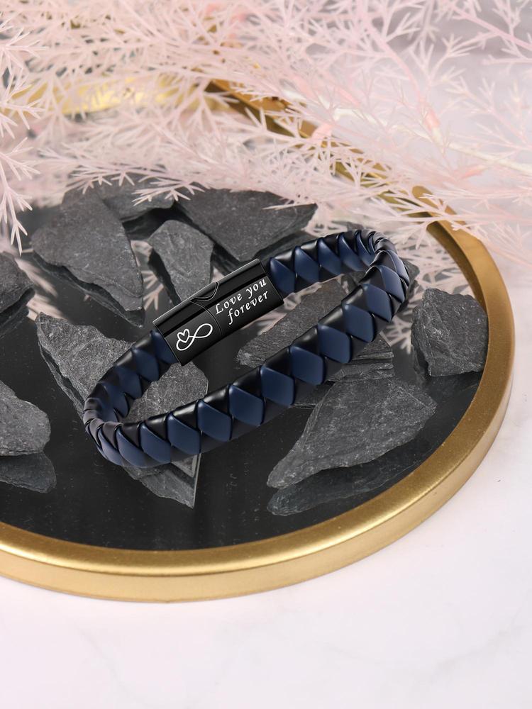 Men's Fashion Letter Pattern Braid Design Bracelet, Casual Trendy Bracelet for Party, Daily Clothing Decor, Trendy All-match & Exquisite Jewelry for Birthday Gift