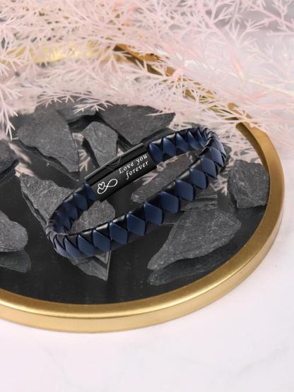 Men's Fashion Letter Pattern Braid Design Bracelet, Casual Trendy Bracelet for Party, Daily Clothing Decor, Trendy All-match & Exquisite Jewelry for Birthday Gift