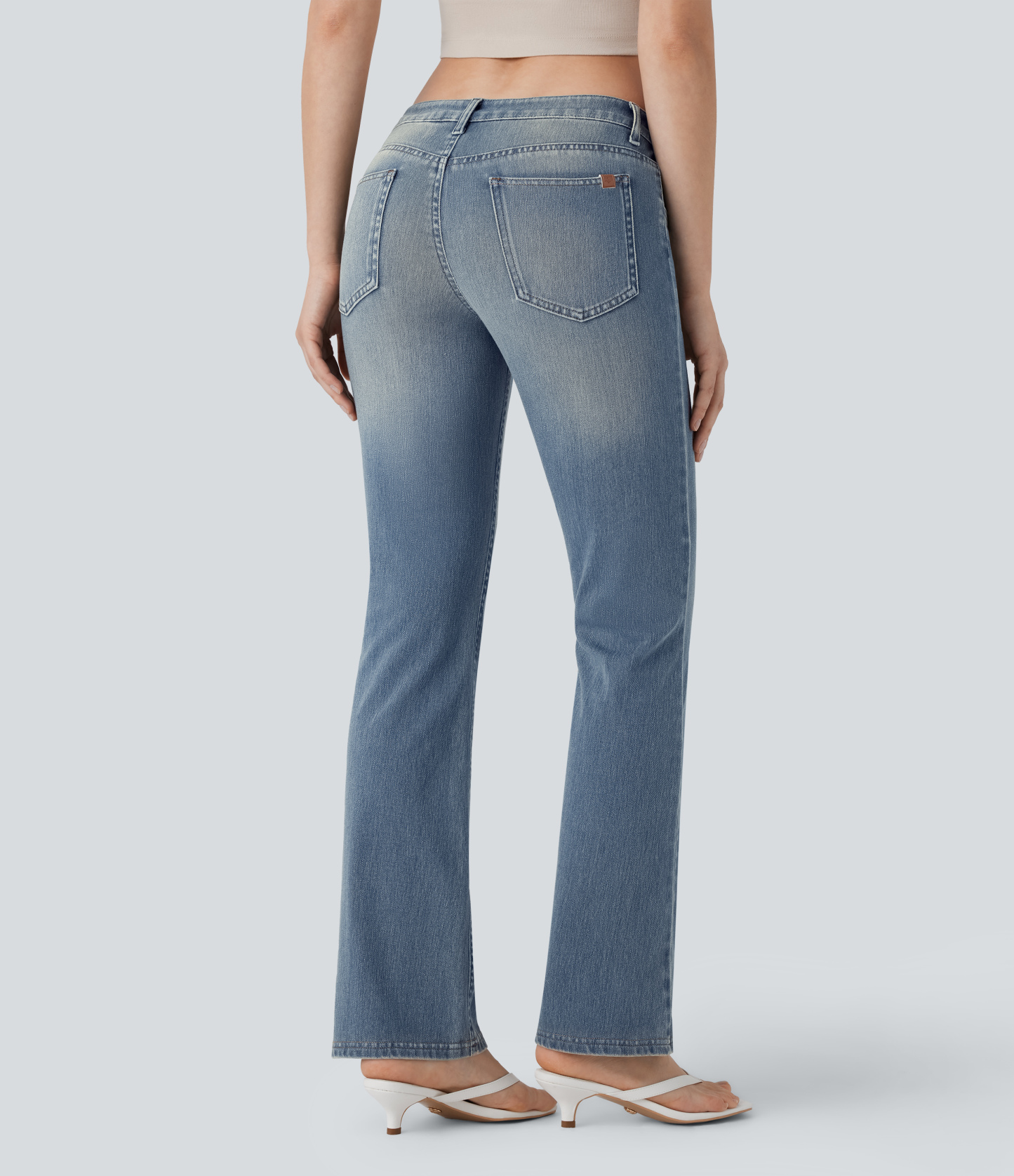 FlexLow Rise Pockets Washed Casual Bootcut Jeans