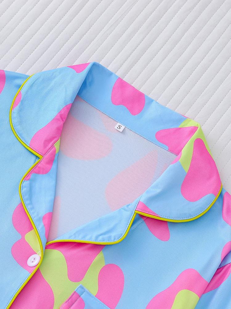 Women's Leopard Print Pajama Set, Casual Fitted Long Sleeve Top & Elastic Pants, Soft Comfortable Sleepwear for Fall Winter